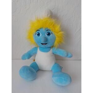 Build a Bear 2013 The Smurfs Smurfette Plush Stuffed Toy 18" Blue Yellow White